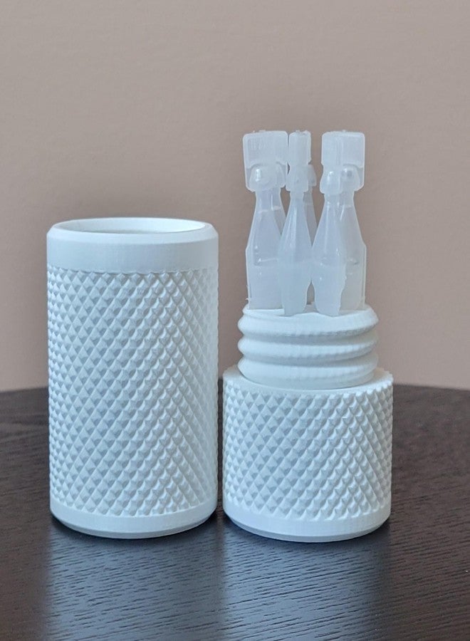 Znet3D Eye Drop Vials Holder & Storage Case - Securely Store Seven (7) Single-Use Vials - Screw-On Lid, Knurled Pattern - Keep Vials Safe & Organized to keep track of your daily usage (White) - Image 2